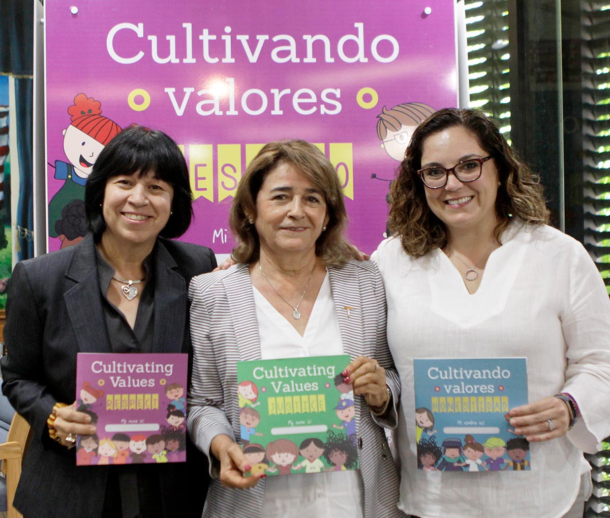 UTEP faculty members Eva Moya, Ph.D., left, Josefina Tinajero, Ed.D., and Lucía Durá. Ph.D., were part of the “Cultivating Values” binational project that aims to teach kids about respect, justice and honesty. Photo: Laura Trejo / UTEP Communications  