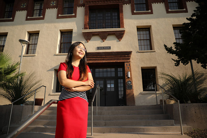 Danielle Xiaodan Morales, Ph.D., assistant professor of sociology, will lead an interdisciplinary research team to study the effect of race, gender, socio-economic status and other factors on the development of future STEM researchers. Photo: J.R. Hernandez / UTEP Communications 