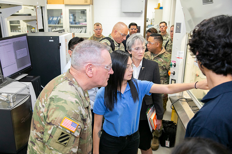 Gen. John M. Murray, commanding general of the U.S. Army Futures Command, and other Army representatives visited The University of Texas at El Paso on Monday, Dec. 16, 2019, to learn more about the University’s capabilities in engineering and science research. Photo: Ivan Pierre Aguirre / UTEP Communications 