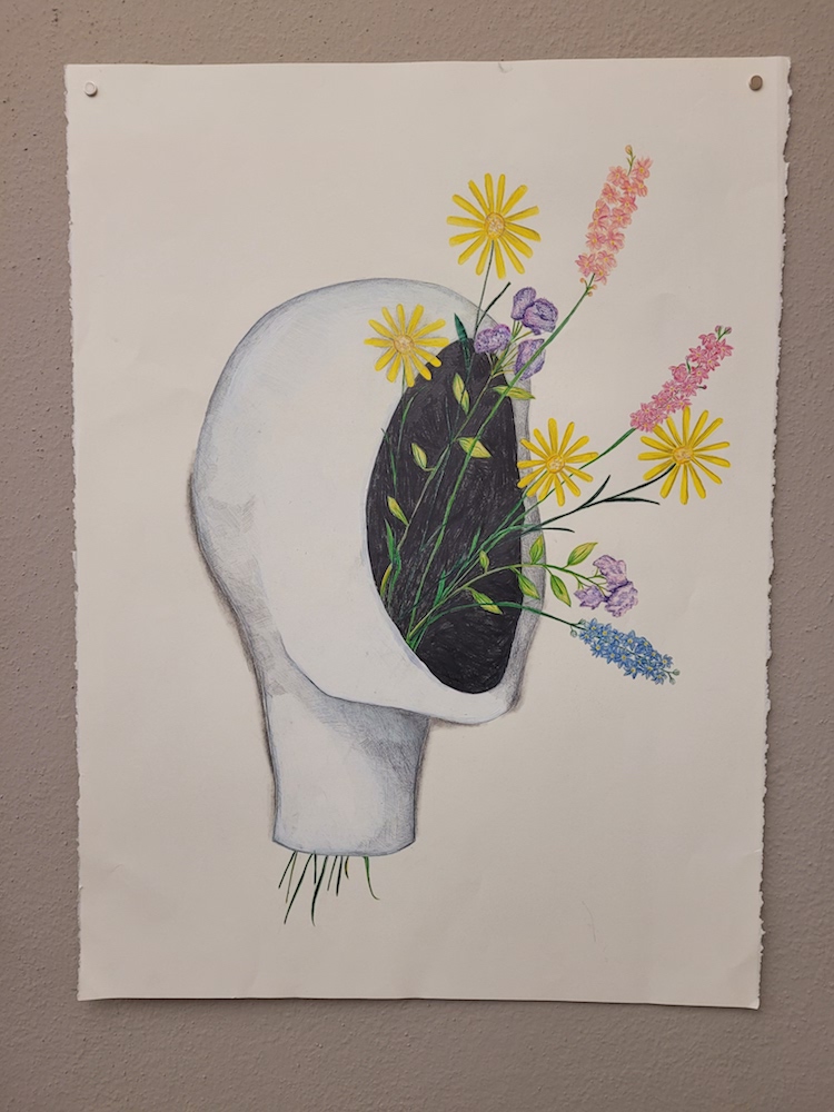 Kelsey Gibson, a junior studio art major, created this drawing that is part of the “Where We Will Grow: Elsie Slater, Plants and Art” exhibit in UTEP’s Centennial Museum and Chihuahuan Desert Gardens. The show will remain open until Jan. 15, 2022.   