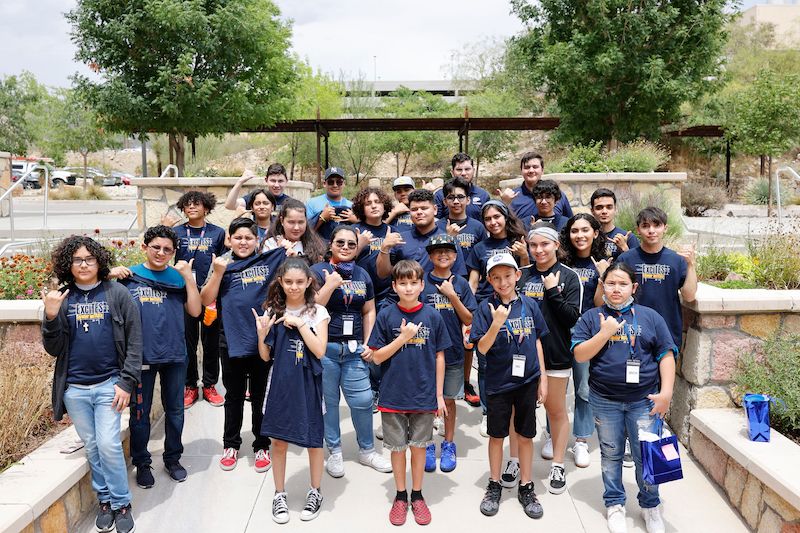 Campers and staffers of UTEP's ExciTES Summer Institute recently celebrated the end of their three-week program with an awards assembly at the Engineering Breezeway. The camp involved engineering and computing with an emphasis on aspects of transportation. Photo by Ivan Pierre Aguirre / UTEP Communications  