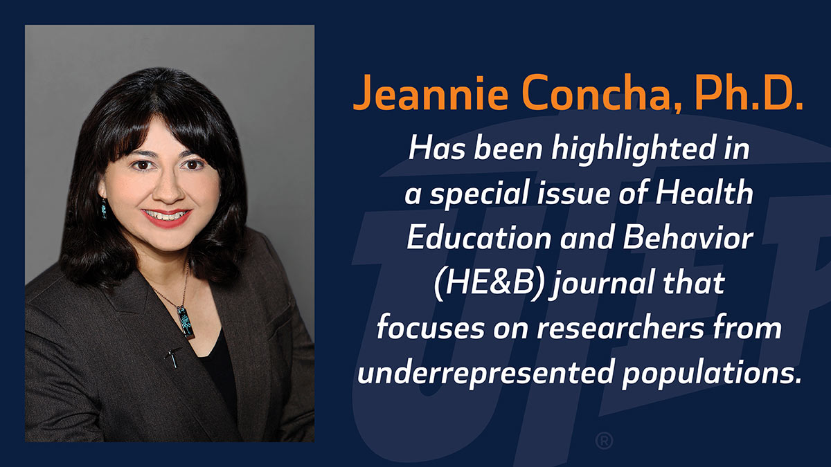 Jeannie B. Concha, Ph.D., assistant professor in The University of Texas at El Paso’s Department of Public Health Sciences, is among the authors being highlighted in a special issue of Health Education and Behavior (HE&B) journal that focuses on researchers from underrepresented populations. Photo: Courtesy 