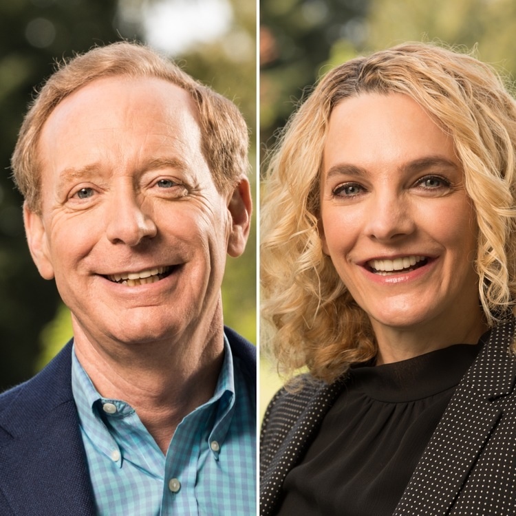 Brad Smith (left), president and chief legal officer of Microsoft, and Carol Ann Browne, Microsoft’s senior director of communications and external relations, will present a free public lecture at 4 p.m. Monday, Oct. 14, 2019, as part of The University of Texas at El Paso’s Centennial Lecture Series. 