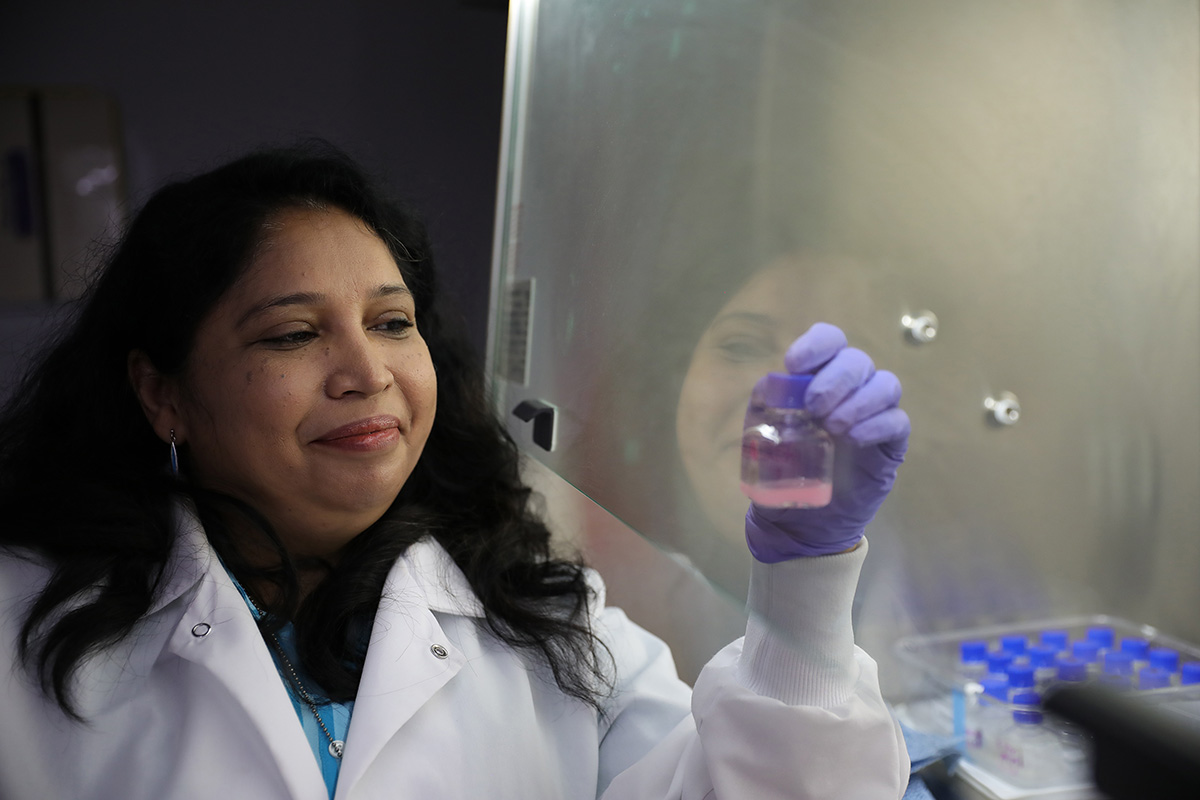 Sangeeta Tiwari, Ph.D., assistant professor of biological sciences at The University of Texas at El Paso, will help improve the efficacy of treatments against tuberculosis, one of the world’s most dangerous infectious diseases, through a $1.5 million grant from the National Institutes of Health. Photo: J.R. Hernandez / UTEP Communications 