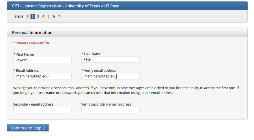 Fill Out Personal Information