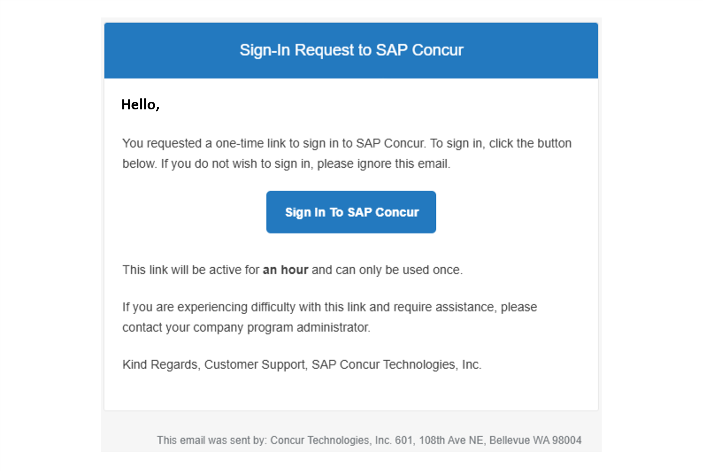 CONCUR: Sign in the SAP